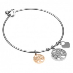 bracciale donna rigido con albero della vita in acciaio