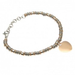 bracciale donna con cuoricino catena bicolore ad anellini