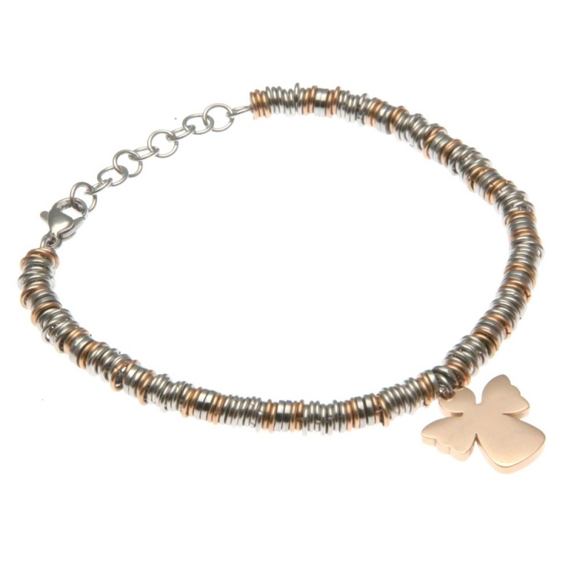bracciale donna con angioletto catena bicolore ad anellini