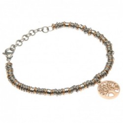bracciale donna con albero della vita catena bicolore ad anellini