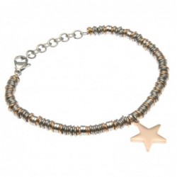 bracciale donna con stellina catena bicolore ad anellini