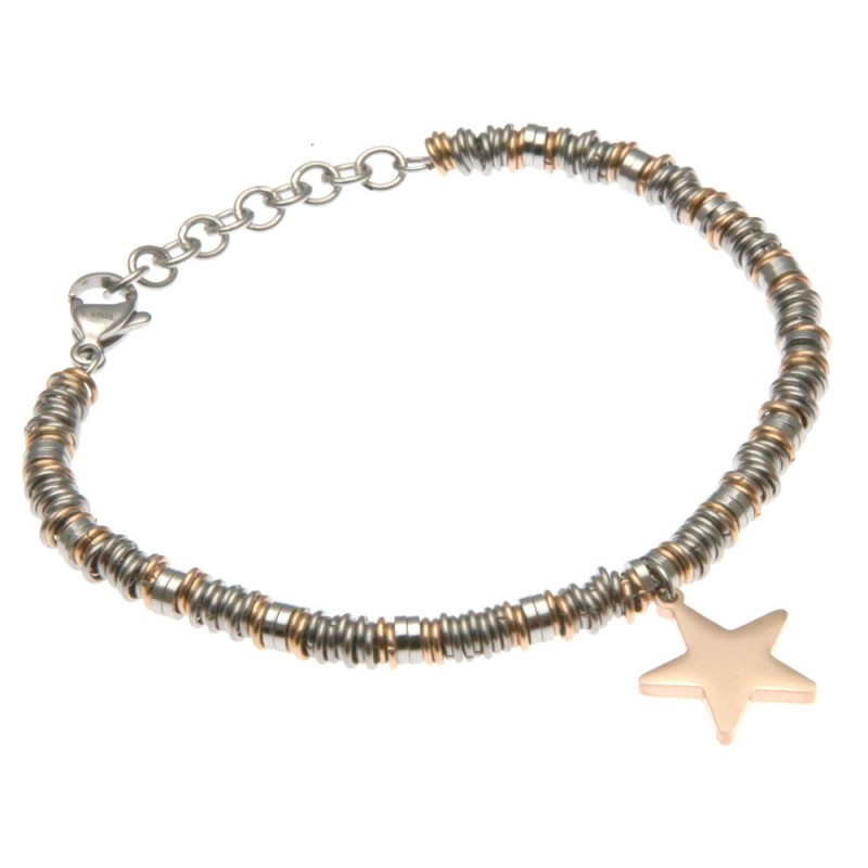 bracciale donna con stellina catena bicolore ad anellini