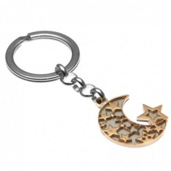 portachiavi donna con luna e stella in acciaio