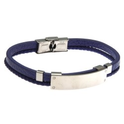 bracciale uomo in pelle con piastra in acciaio per incisione