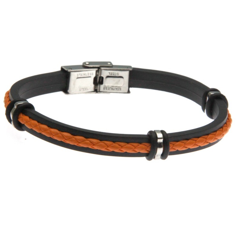 bracciale uomo in caucciù e pelle colorata
