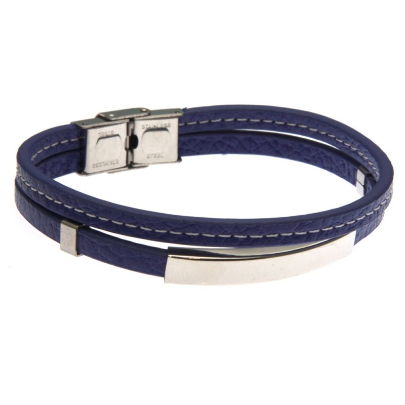 bracciale uomo in pelle con piastra in acciaio per incisione