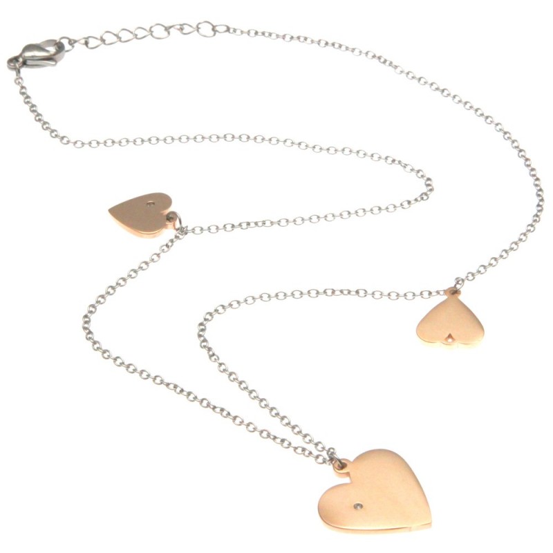 collana con cuoricini donna in acciaio