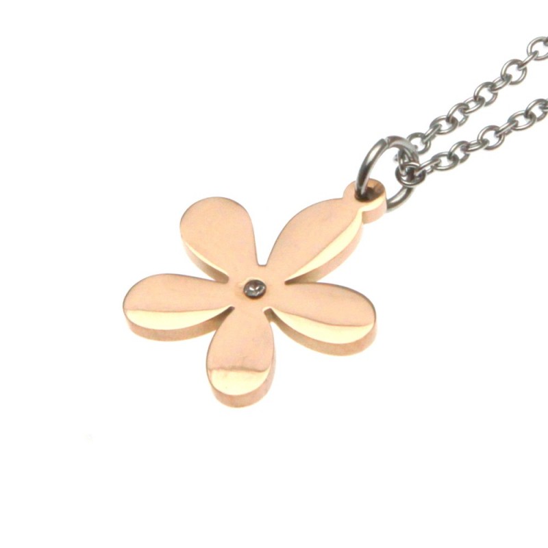 collana con fiore donna in acciaio