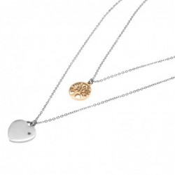 collana donna con cuore e albero della vita in acciaio
