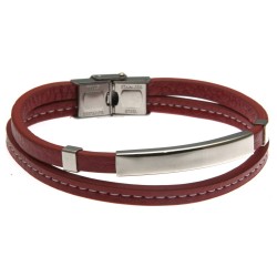 bracciale uomo in pelle con piastra in acciaio per incisione