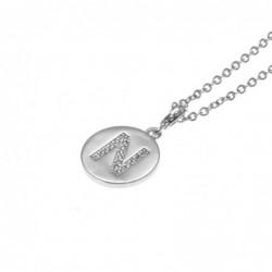 collana con ciondolo lettera n in acciaio con strass