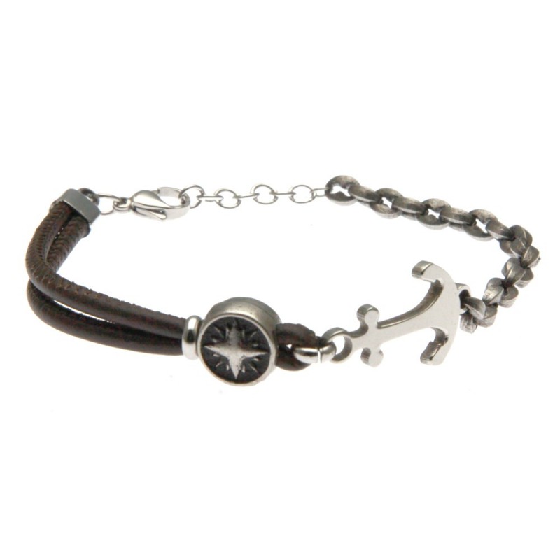 bracciale uomo con ancora in acciaio invecchiato