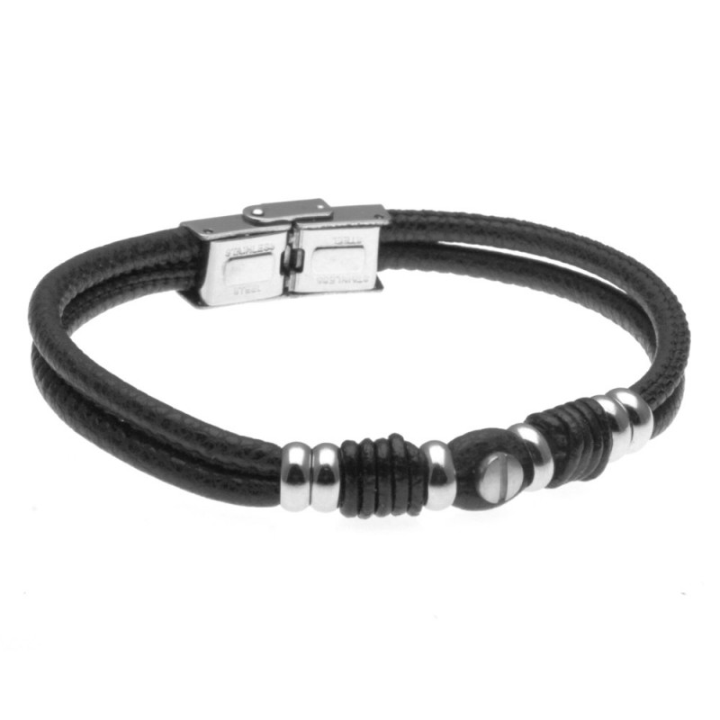 bracciale uomo in pelle elemento vite