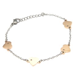 bracciale donna con cuoricini in acciaio