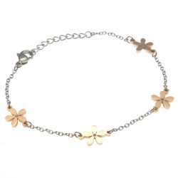bracciale donna con fiorellini in acciaio