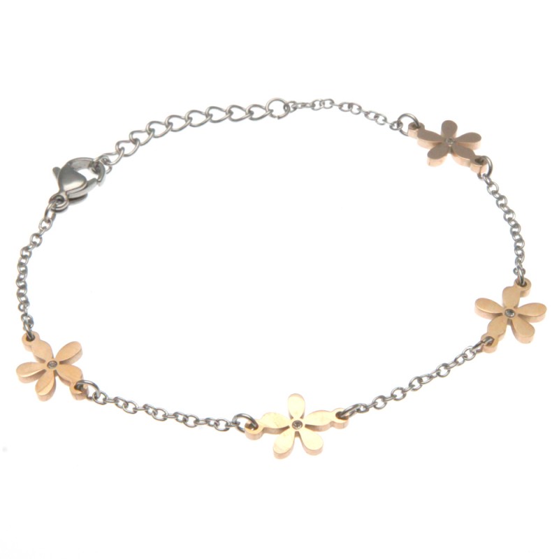 bracciale donna con fiorellini in acciaio