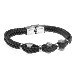 bracciale uomo in pelle intrecciata elementi bulloni