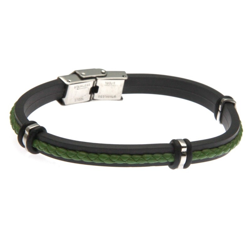 bracciale uomo in caucciù e pelle colorata