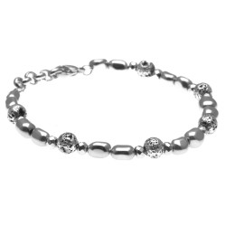 bracciale uomo pepite e pietra lavica