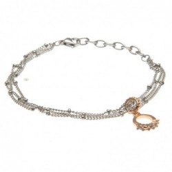 bracciale donna a tre fili con veretta in acciaio