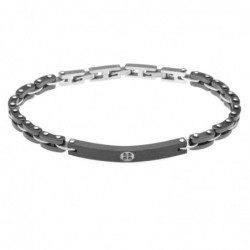 bracciale uomo con piastra con strass in acciaio