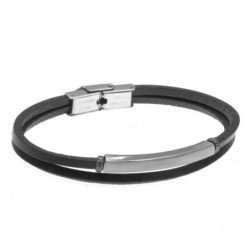 bracciale uomo in pelle con piastrina