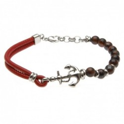 bracciale uomo con ancora pietre e pelle