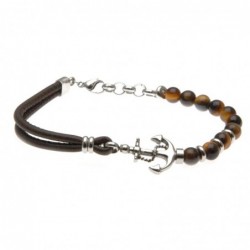 bracciale uomo con ancora pietre e pelle