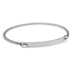 bracciale uomo cavetto con piastra per incisioni in acciaio