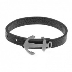 bracciale uomo ancora in pelle e acciaio