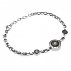 bracciale uom con bussola e timoni in acciaio