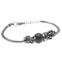 bracciale in acciaio e pietra centrale