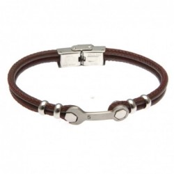 bracciale uomo con chiave meccanico in acciaio e pelle