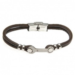 bracciale uomo con chiave meccanico in acciaio e pelle