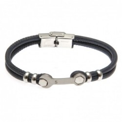 bracciale uomo con chiave meccanico in acciaio e pelle