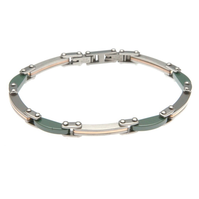 bracciale uomo in acciaio e ceramica