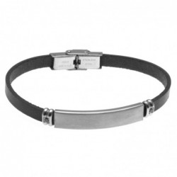 bracciale uomo con piastra da incidere in acciaio e pelle