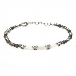 bracciale uomo in ceramica e acciaio e pietre