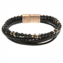 bracciale uomo in pelle e pietre multifili