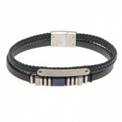 bracciale uomo con piastra da incidere in acciaio e pelle