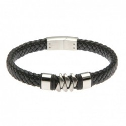 bracciale in pelle uomo elementi in acciaio