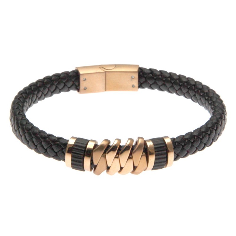 bracciale in pelle uomo elementi in acciaio