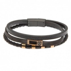 bracciale in pelle e acciaio uomo