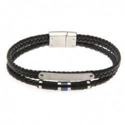 bracciale uomo con piastra da incidere in acciaio e pelle