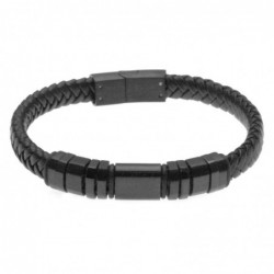 bracciale in pelle e acciaio uomo