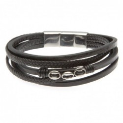bracciale in pelle e acciaio uomo multifili