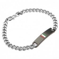 bracciale uomo con bandiere italiana in acciaio