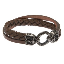 bracciale uomo in pelle ancore alla chiusura