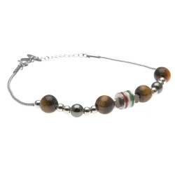 bracciale uomo con bandiera italiana in acciaio e pietre