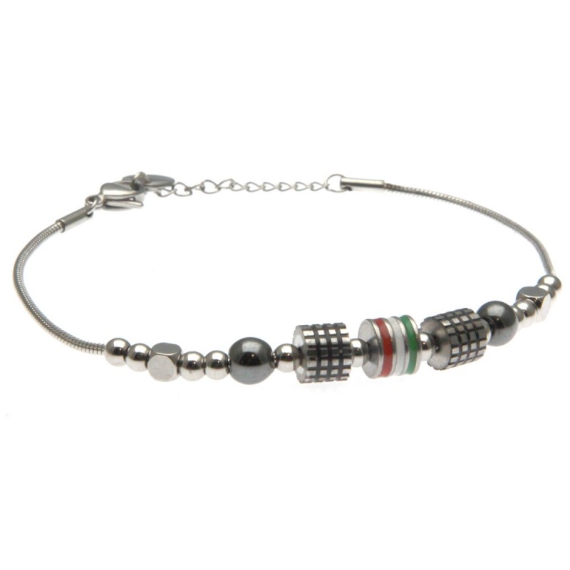 bracciale uomo in acciaio con bandiera italiana